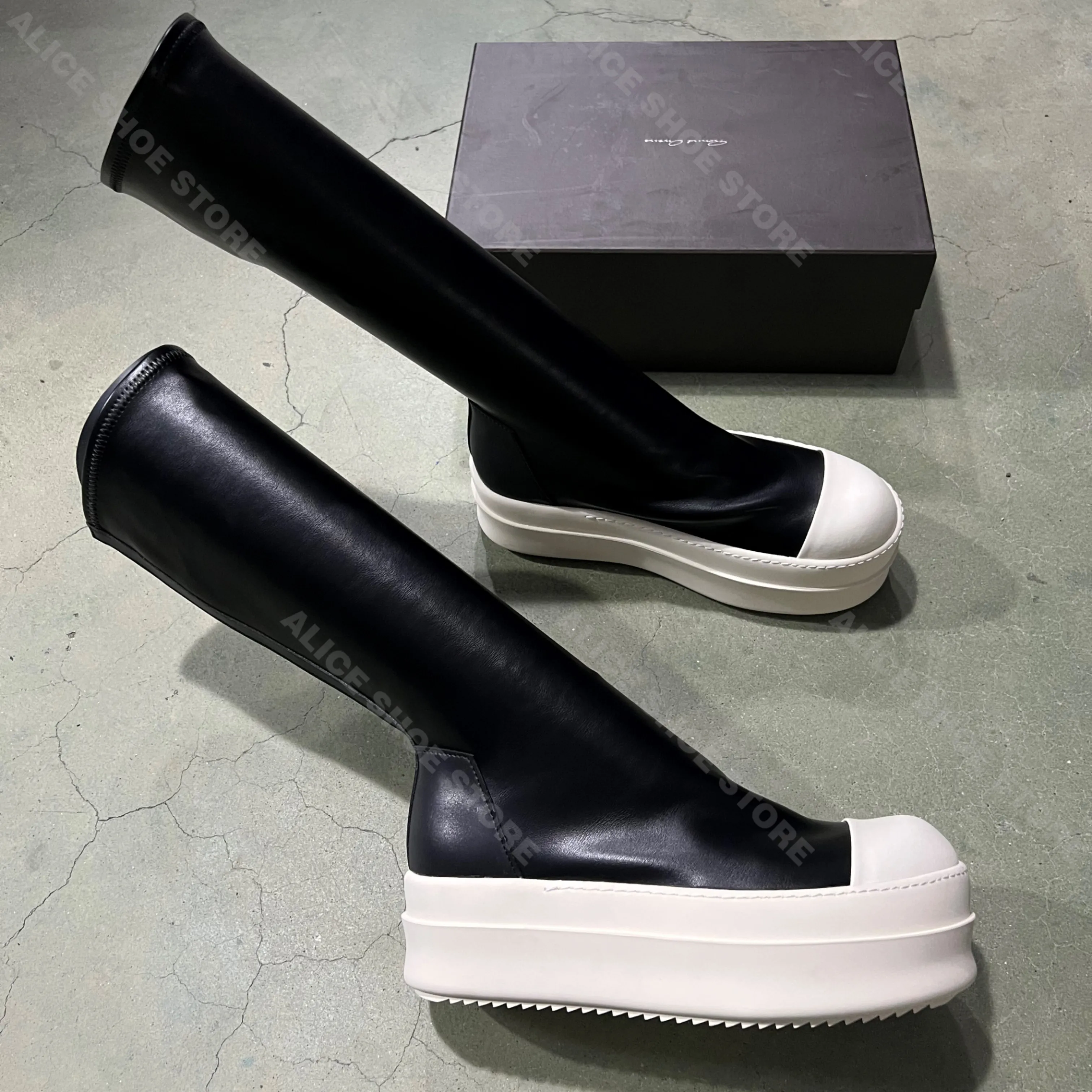 

Round Designer Women Ankle Boot Platform 6cm High Original Casual Luxury Girl Dress Leather Boot Fashion Flat Street Shoe