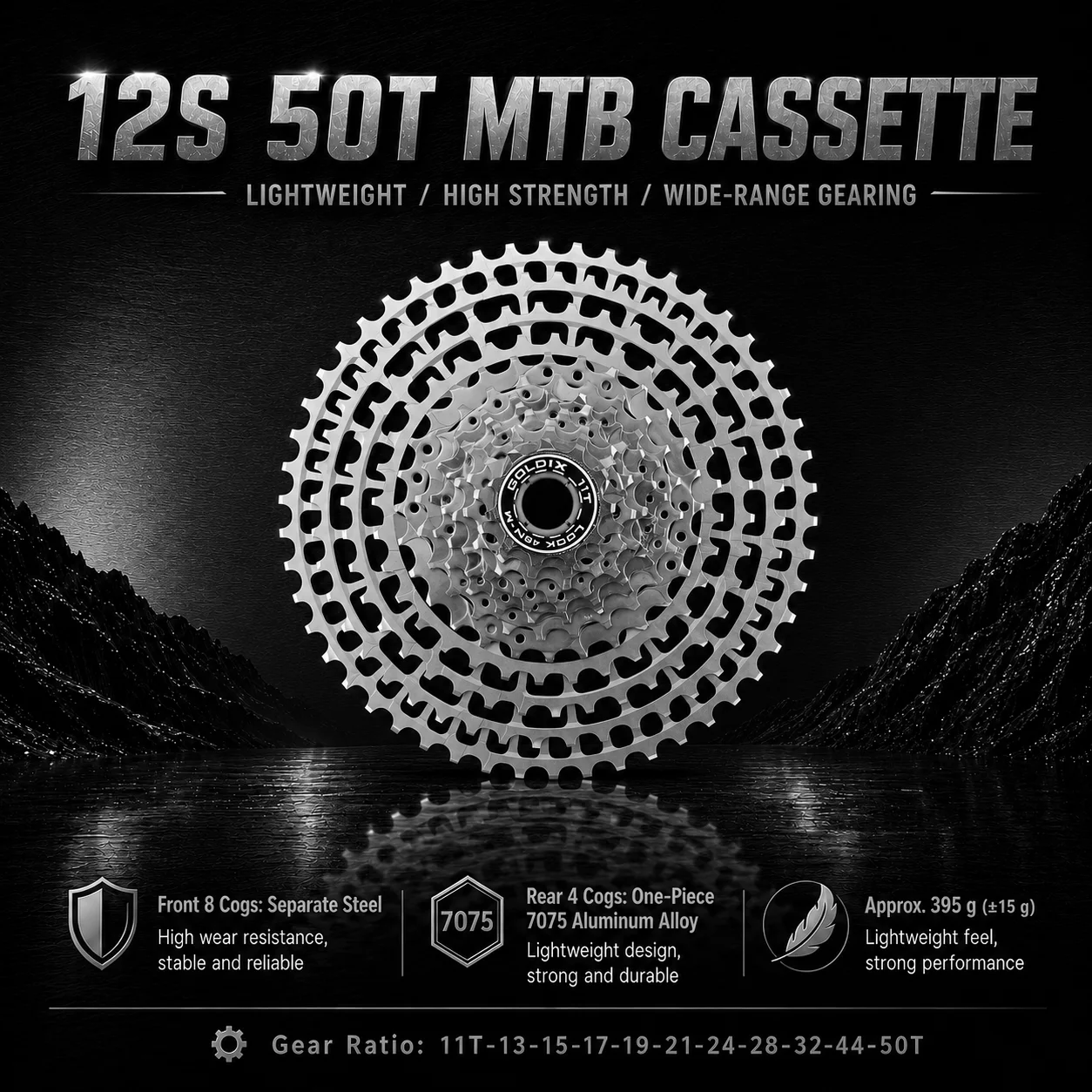 GOLDIX 10/11/12-fach MTB-Kassette 46T 50T 52T HG-kompatibel Ultraleichtes Split-Mountainbike-Kettenrad für XC-Radfahren – Detail 17