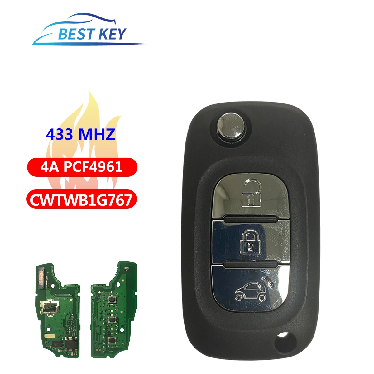 

BEST KEY CWTWB1G767 TWB1G767 4A PCF7961 433MHz Car Remote Control Key For Mercedes Benz Smart Fortwo 453 Forfour 2015-2017