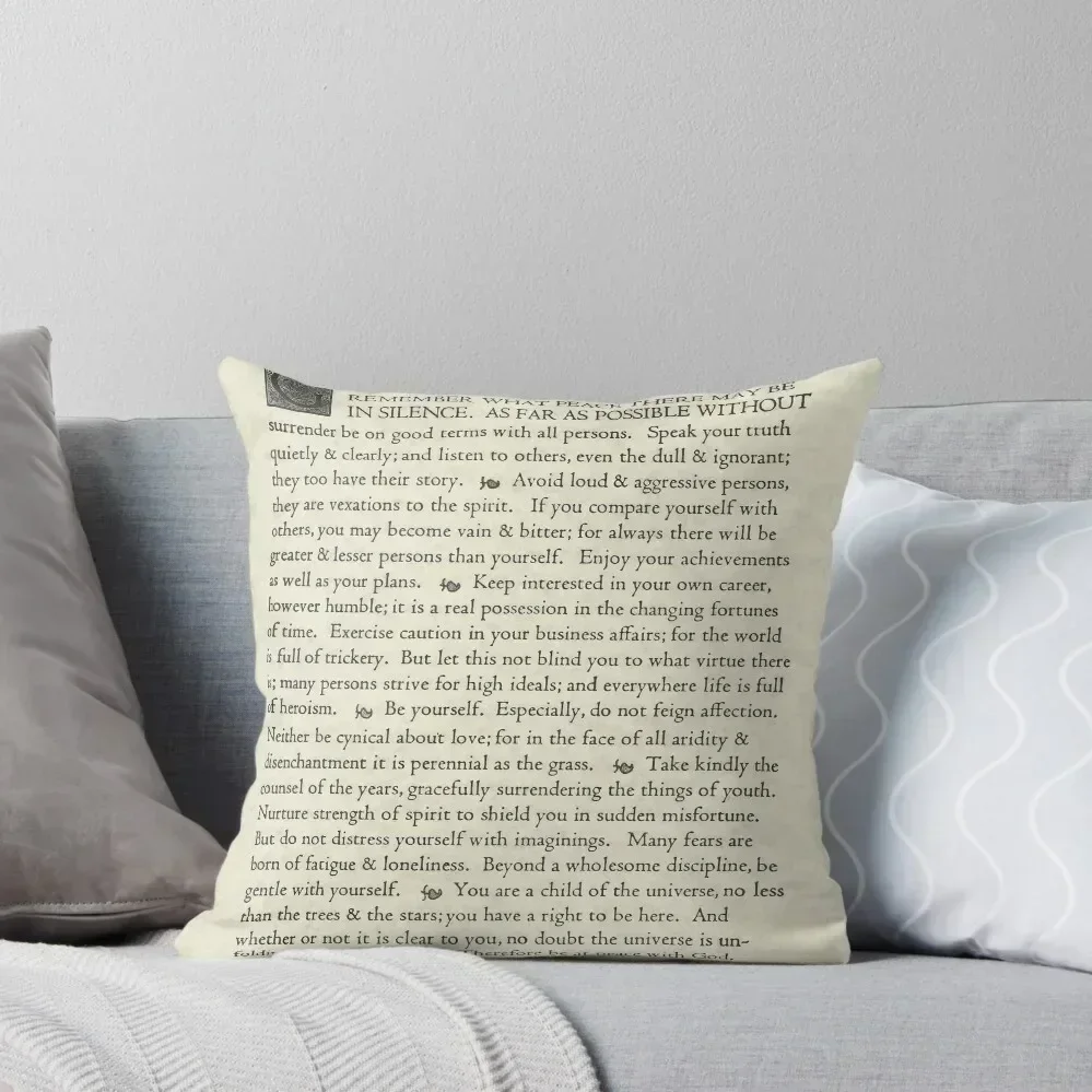 The Original Desiderata Poster by Max Ehrmann Throw Pillow ornamental pillows Cushions Cover Sofa Cushion Cover pillow