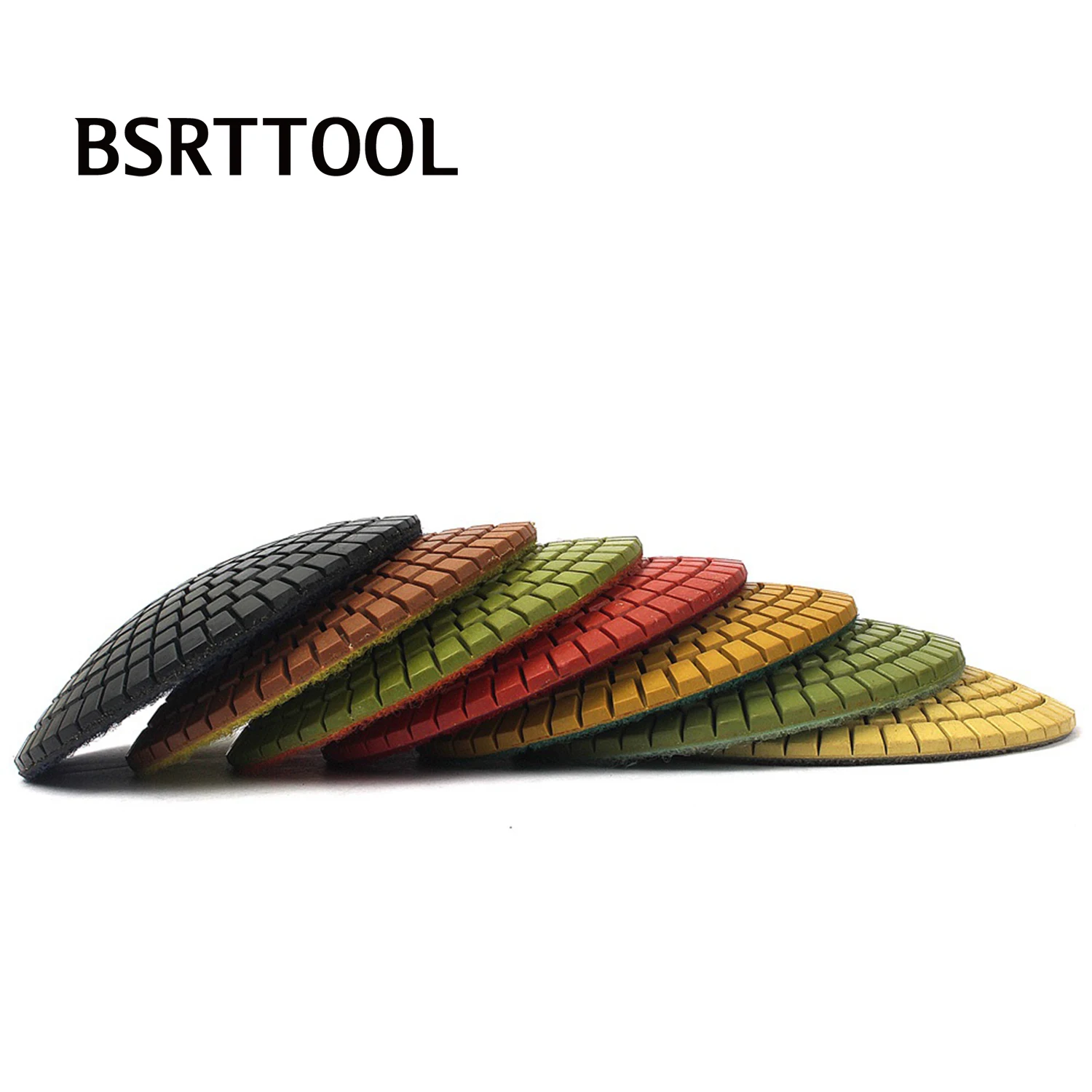 

BSRTTOOL 4" 8pcs Diamond Convex Polishing Pad Kit 100mm Wet Polishing Pads For Groove Edge Bowl Arc Sanding Wheel