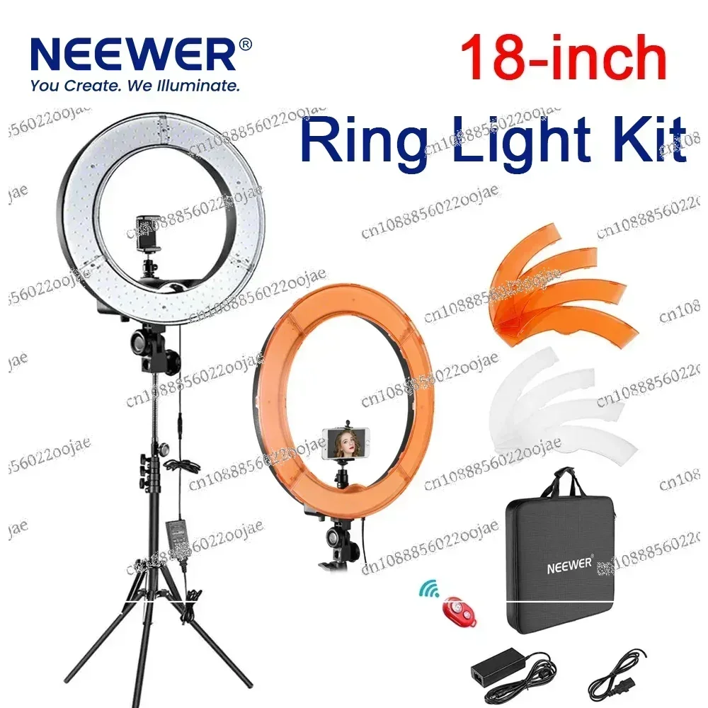 For NEEWER 18 inch Ring Light Kit 55W 5600K LED Ring Light with Tripod Stand Phone Holder Remote Control Photography Lighting