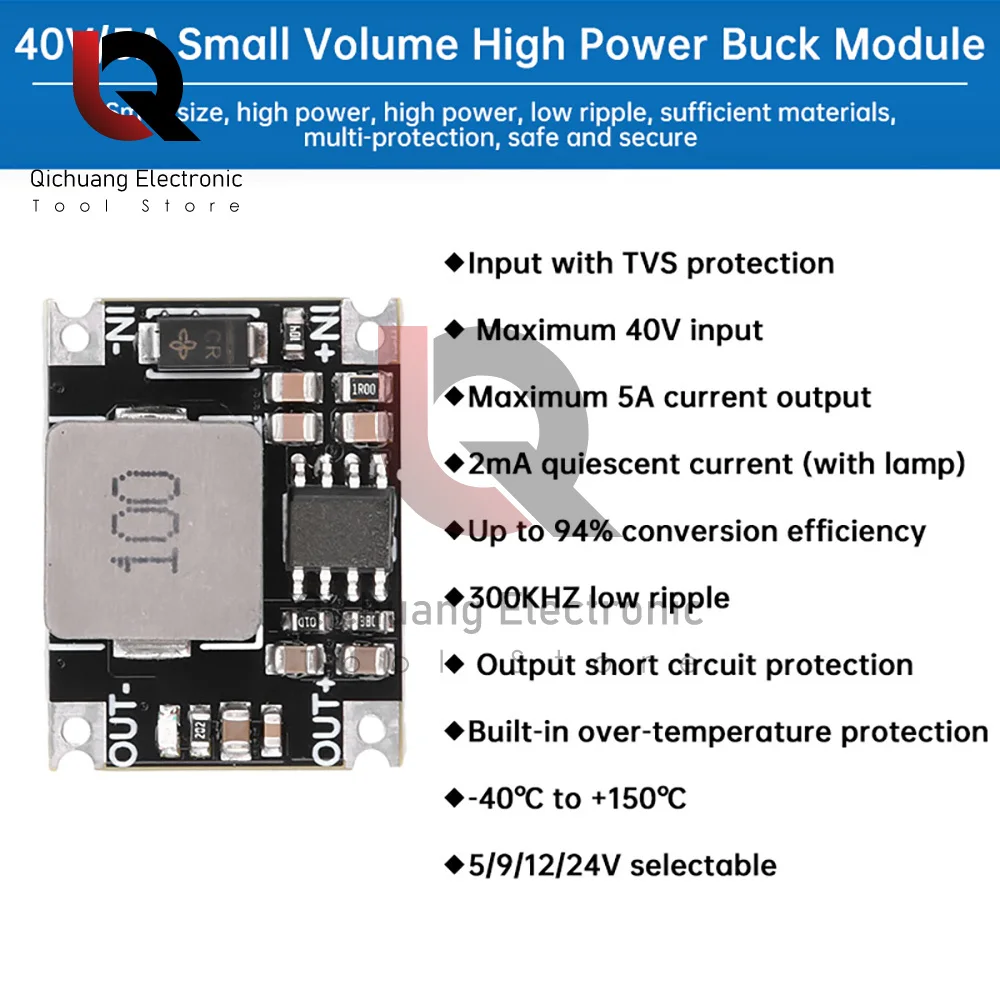 5A Mini DC-DC Buck Step Down Converter Board Module 6V-40V to 3.3V 5V 12V DC DC Voltage Regulator PCB Board Power Buck Module