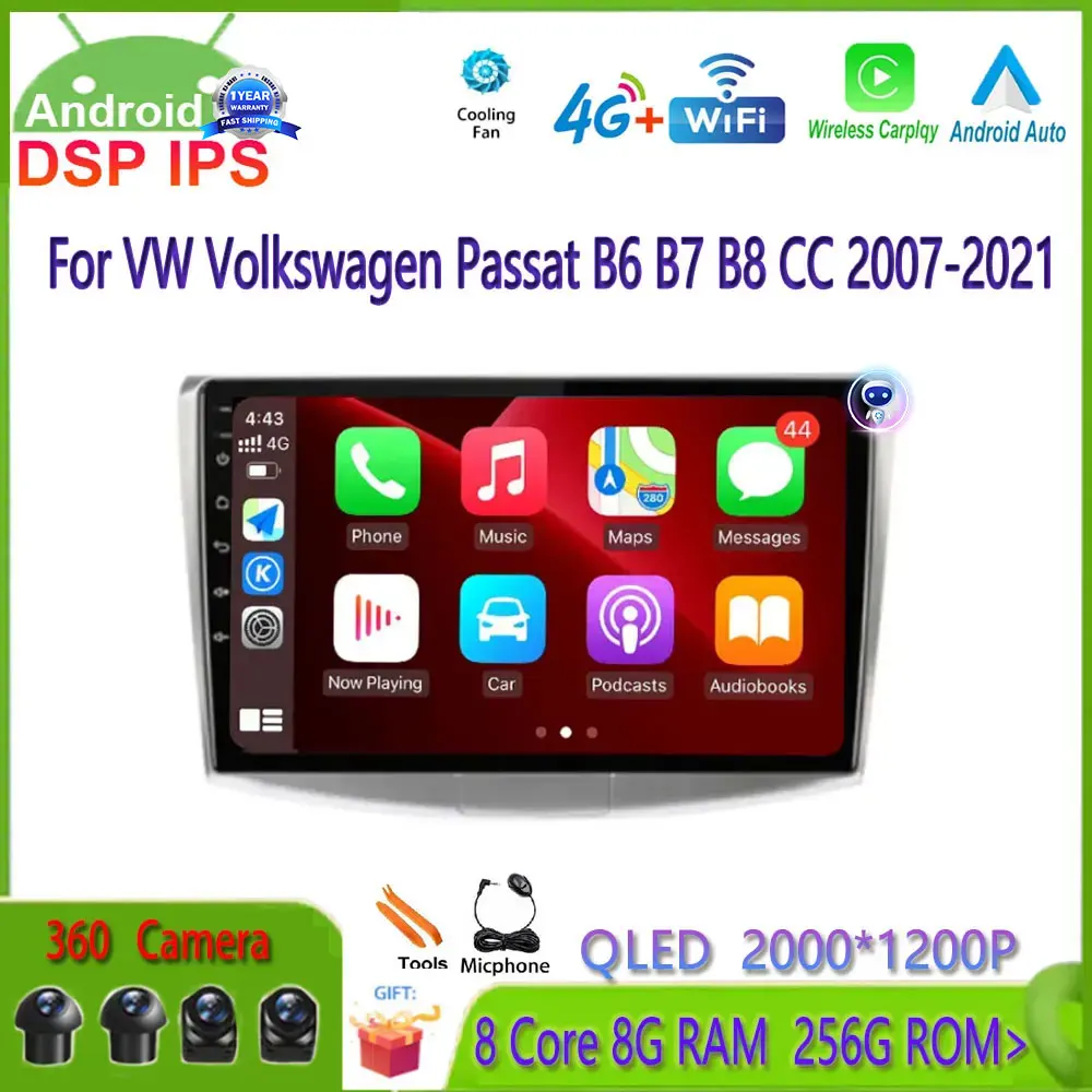 

Android 14 Car Radio For VW Volkswagen Passat B6 B7 B8 CC 2007-2021 GPS Navigation Carplay Multimedia Player WIFI 4G Lte