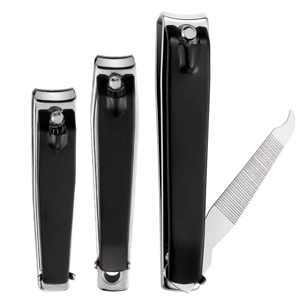 3 Sizes Nail Nipper Black Stainless Steel Toenail Trimmer Anti-Splash Multifunctional Fingernail Clipper Toenail Clean