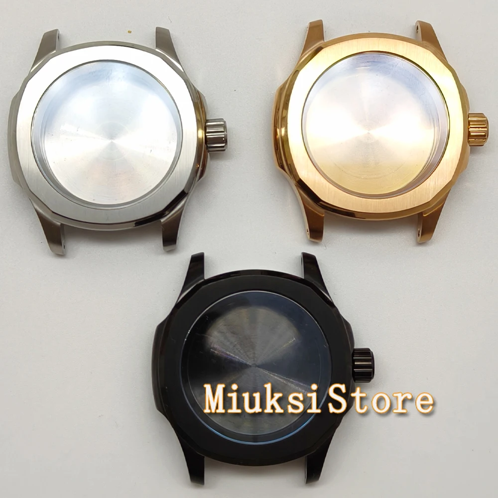 

40mm Watch Case Stainless Steel Sapphire Glass Silver Black Rosegold PVD fit NH35 NH36 Automatic Movement Part