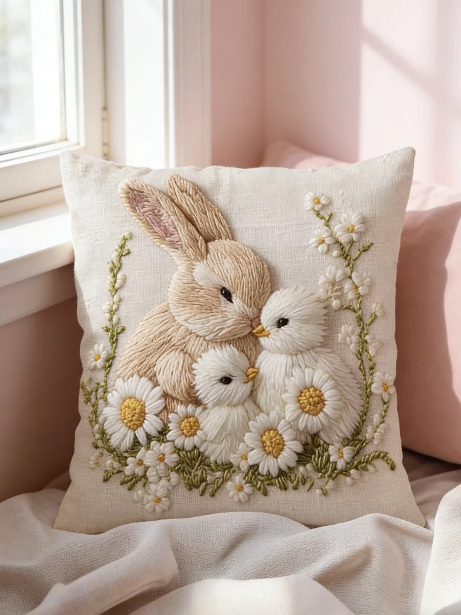 Embroidery Unique Design - Capa de Almofada com Estampa Plana