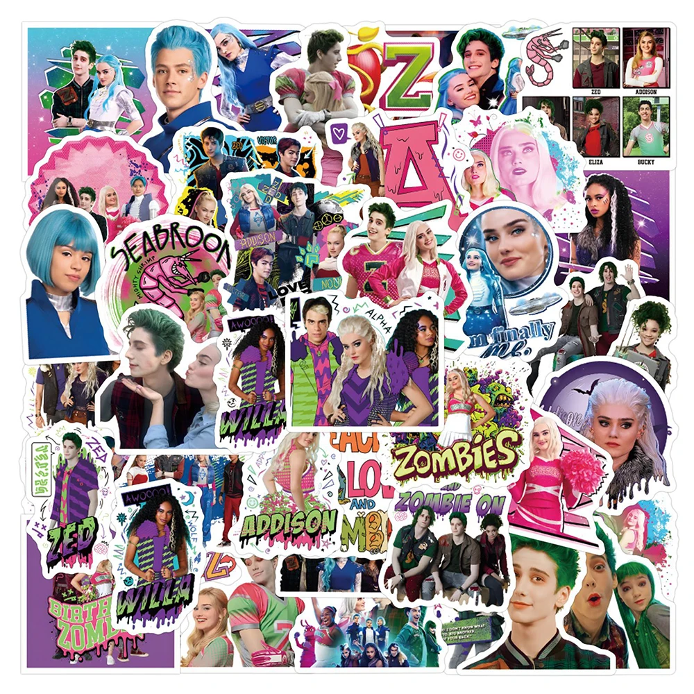 

10/30/50pcs Cool Disney Movie Zombies 3 Stickers Graffiti Decals DIY Skateboard Guitar Laptop Bike Car Waterproof Sticker Decor