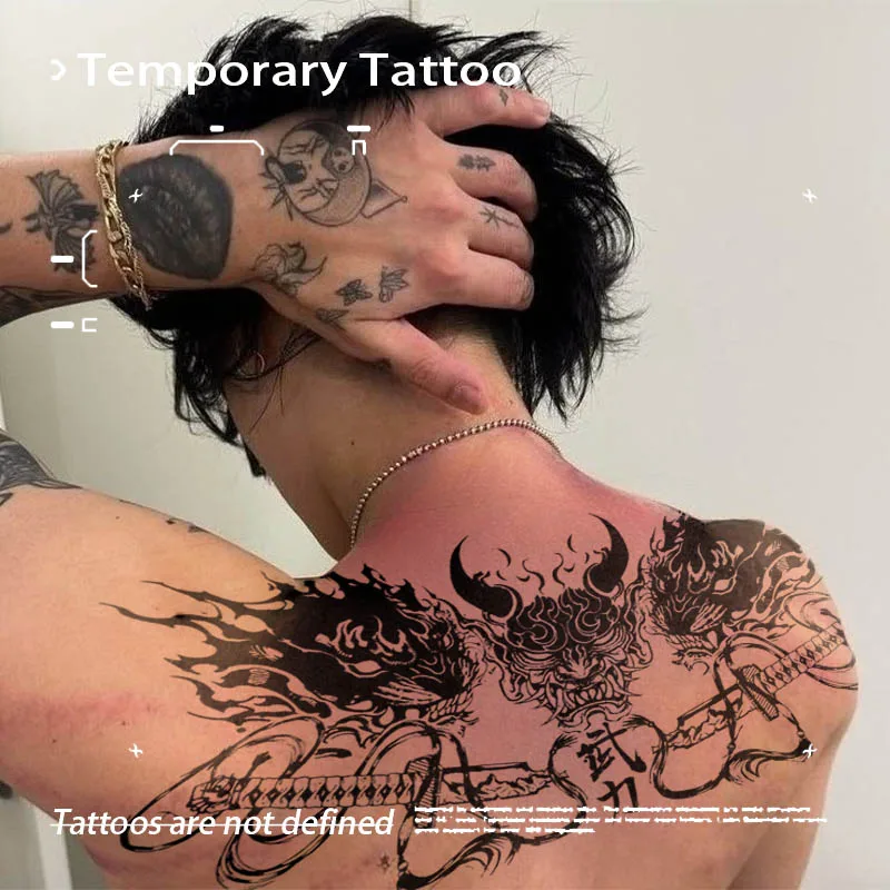 

Temporary Tattoos Fake Tattoo Japanese Hannya Demon Samurai Herbal Juice Sticker Hotwife Stickers Toys for the Best Adolescents