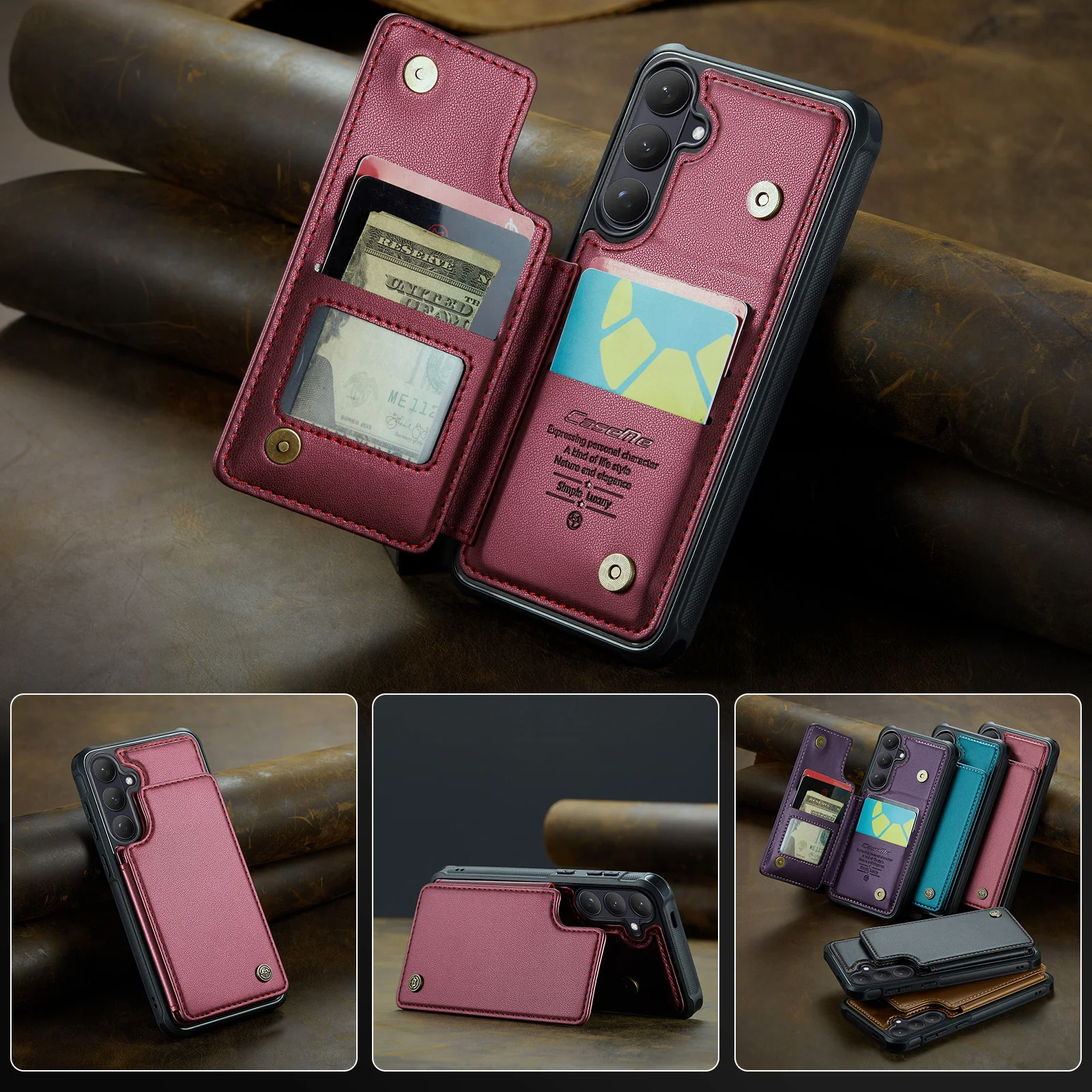 

For Samsung Galaxy S26 Plus,Caseme-C22 Luxury Wallet Case Multiple Card Slot Stand PU Leather Back Cover Holder,Protective Shell