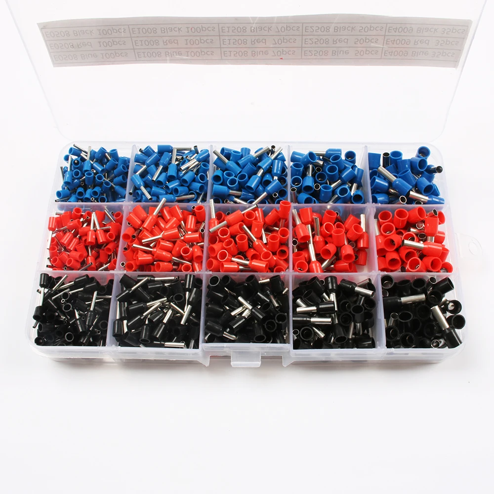 Crimp Connector 1065pcs/set 3 colors 22~12AWG Wire Copper Insulated Cord Pin End Terminal Bootlace cooper Ferrules kit set brass