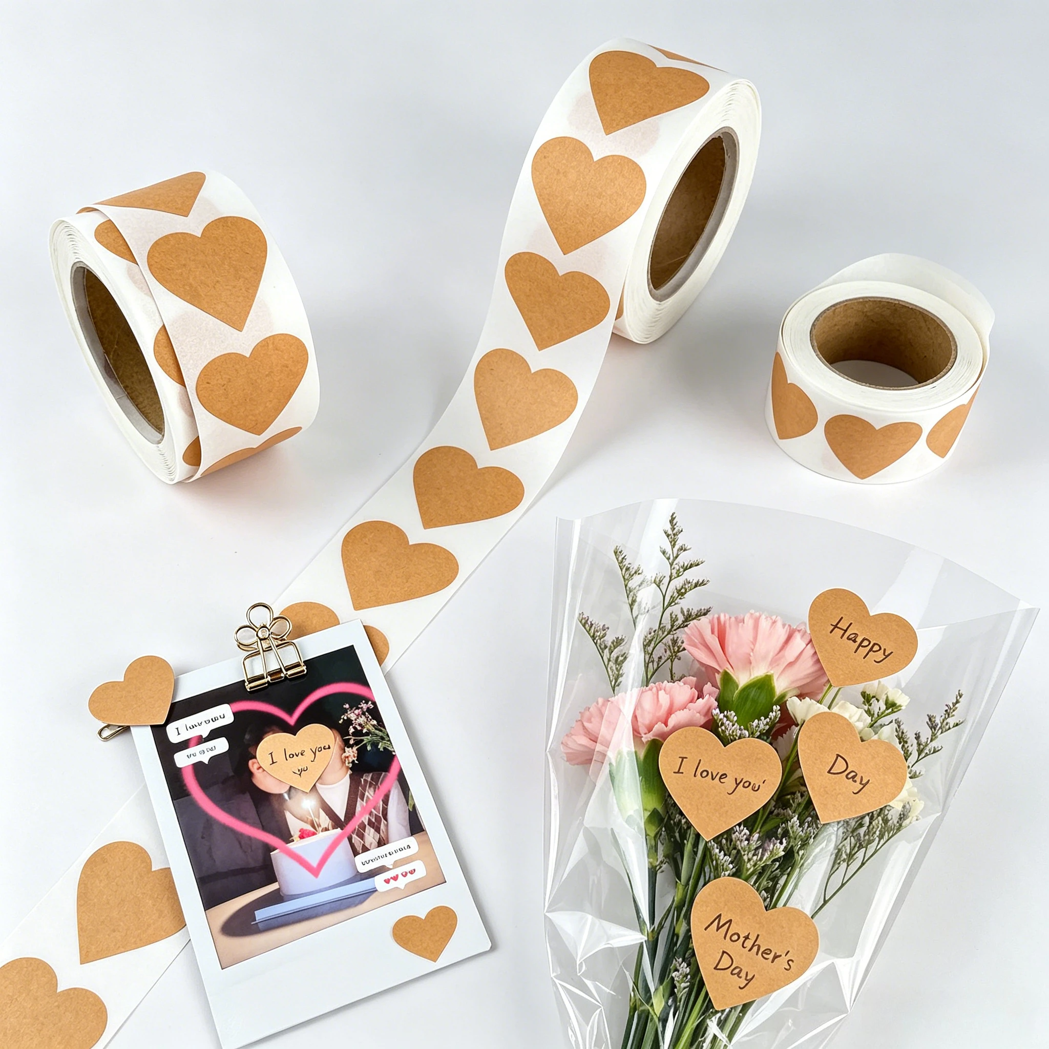 250-800pcs Kraft Paper Stickers Blank Can Write Name Self-adhesive Sealing Gift Stickers Home Packaging Seal Labels Food Note
