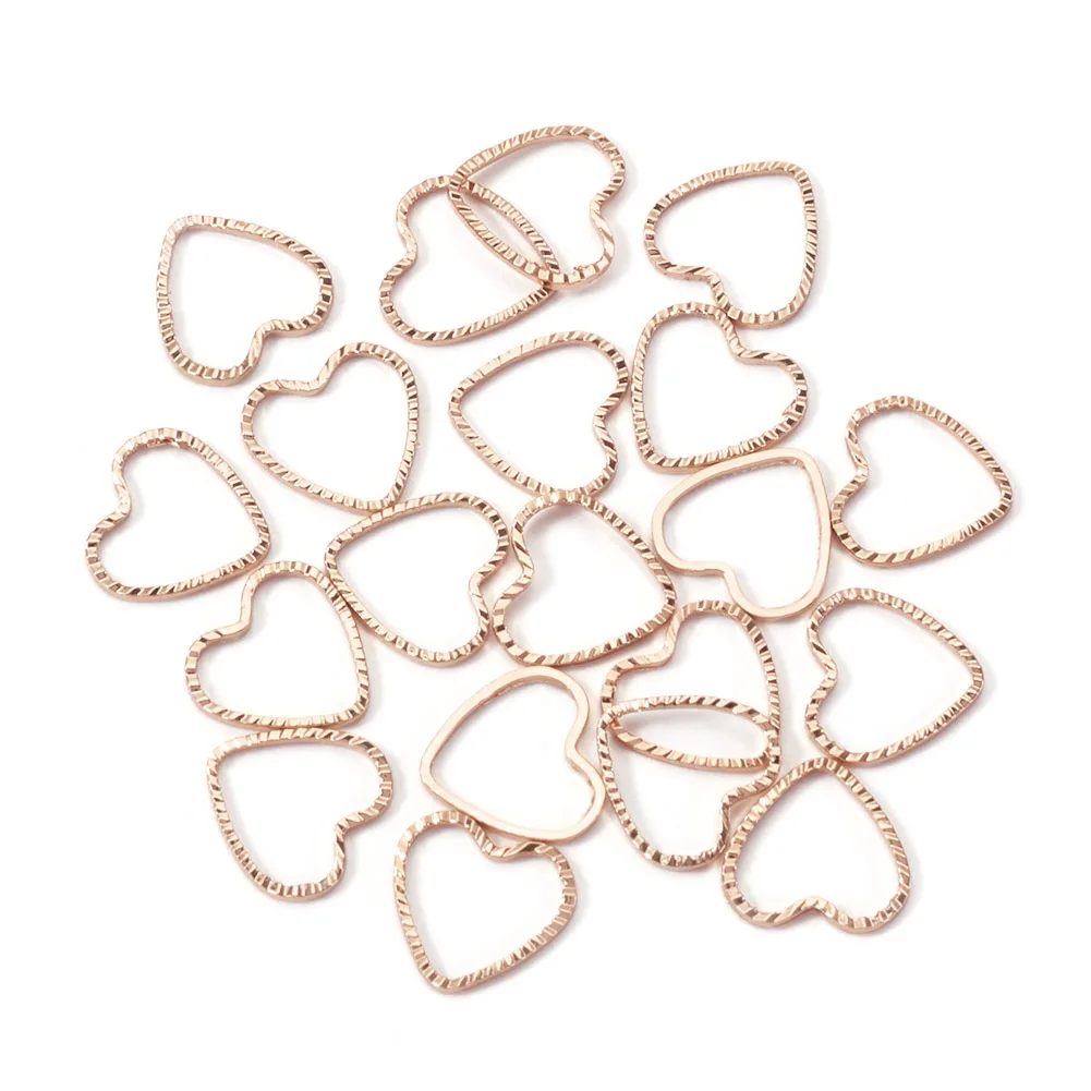 20Pcs Brass Linking Rings Textured Heart Connector  Gold Plated  Applicate in Making DIY  Necklace Bracelet  Earring Jewelry