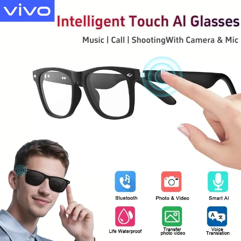 

VIVO AI Intelligent Glasses Fashion Waterproof Multifunctional Bluetooth Call Playing Music Smart Sunglasses For Men & Woman
