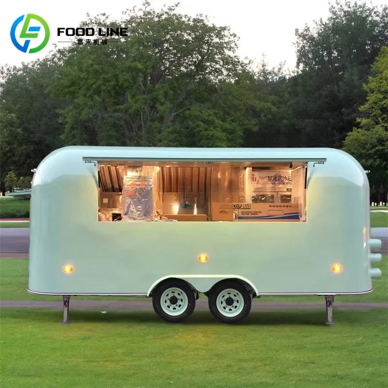 Camión de Comida Rápida Móvil Personalizado de Acero Inoxidable y Aluminio, Remolque de Comida Móvil para Catering Comercial, Barra Móvil, Barbacoa, Equipamiento de Cocina Completo