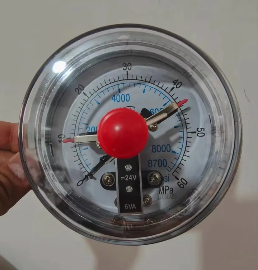 0-60Mpa 24V DC Electric Contact Pressure Gauge Dual Output for PLC Industrial Pressure Control