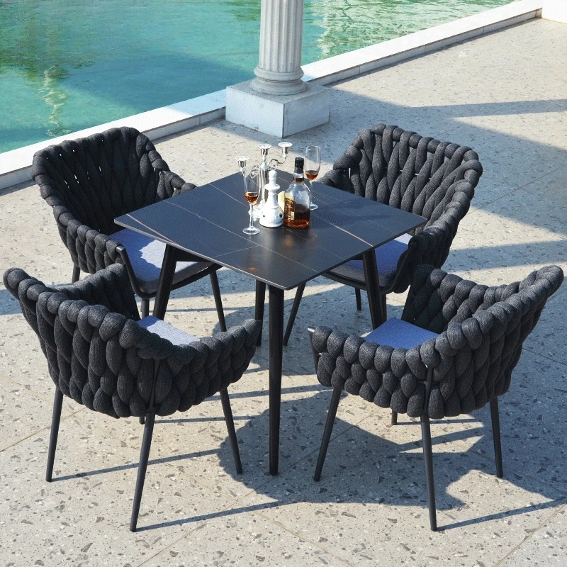 

Nordic rock slab dining table outdoor table and chair combination household small apartment balcony