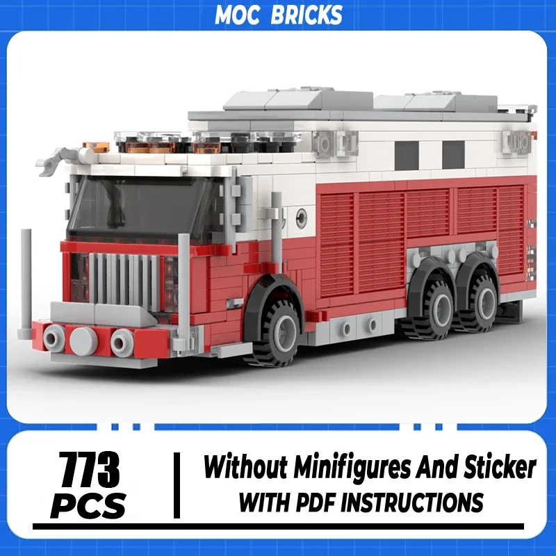 Fire Fighting Vehicle Model Moc Building Blocks Walk-In Heavy Rescue Model Technology Brick DIY Assembly Construction Toy Gifts