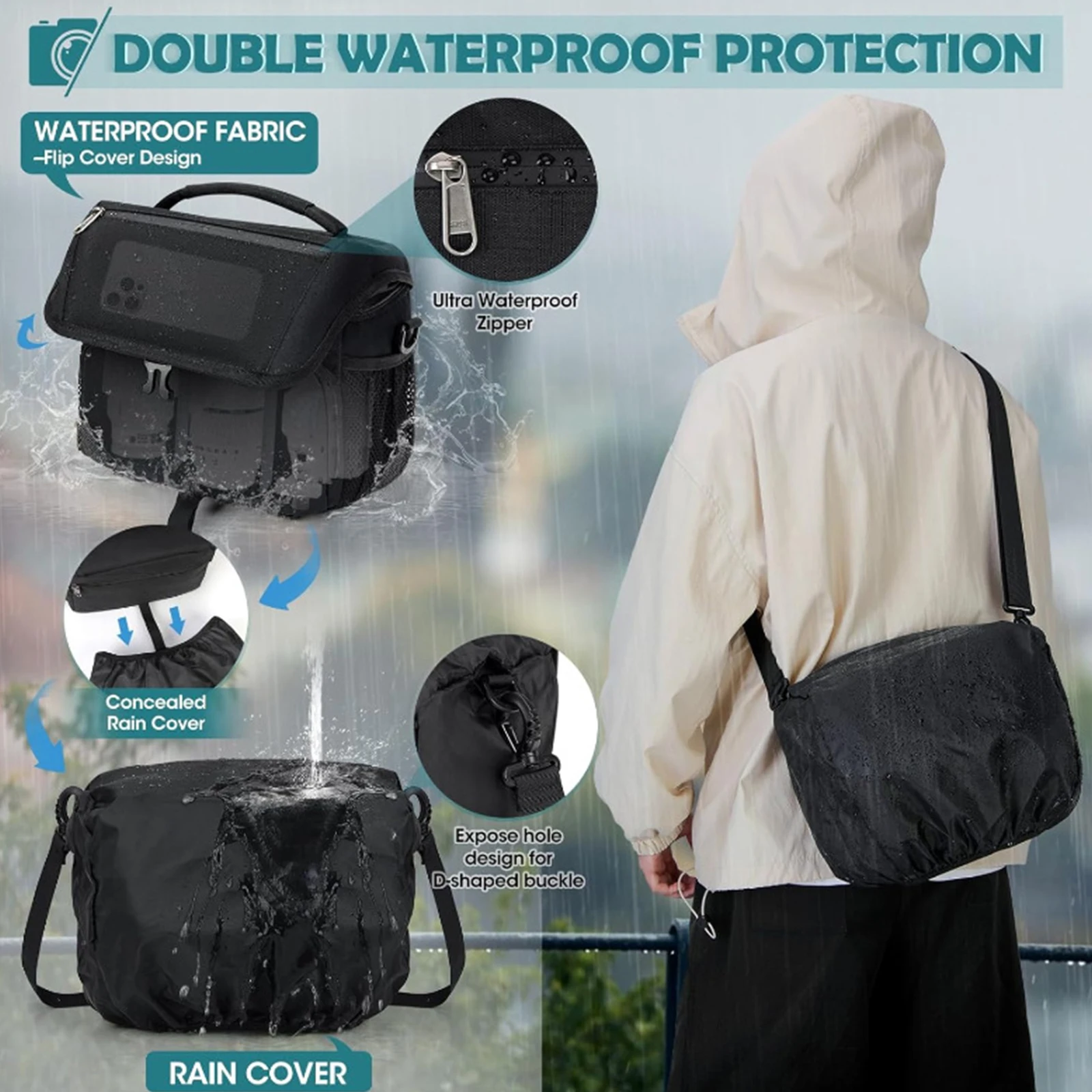 Compact Camera Shoulder Bags for Photographers with Rain Cover Digital Camera Bag for Mirrorless Or Standard DSLR Cameras