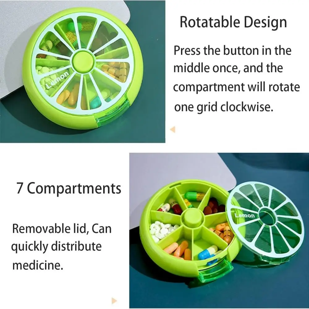 1PC Weekly Pill Box Creative Fruit Slice Shape Storage Box Small, Portable and Easy to Use for Travel