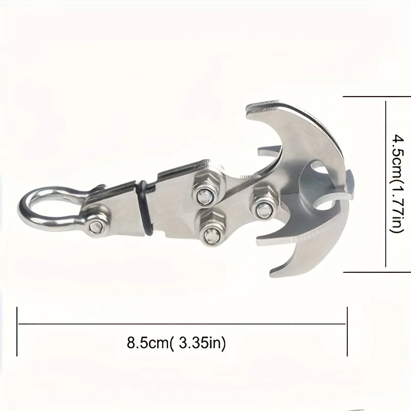 1pc Stainless Steel Folding Grappling Hook, Heavy-Duty Multi-Purpose Claw With 4 Reinforced Claws For Hiking, Camping