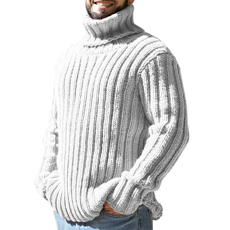 Dolcevita autunno inverno da uomo tinta unita slim lavorato a maglia top nuovo maglione moda pullover maglieria maglione