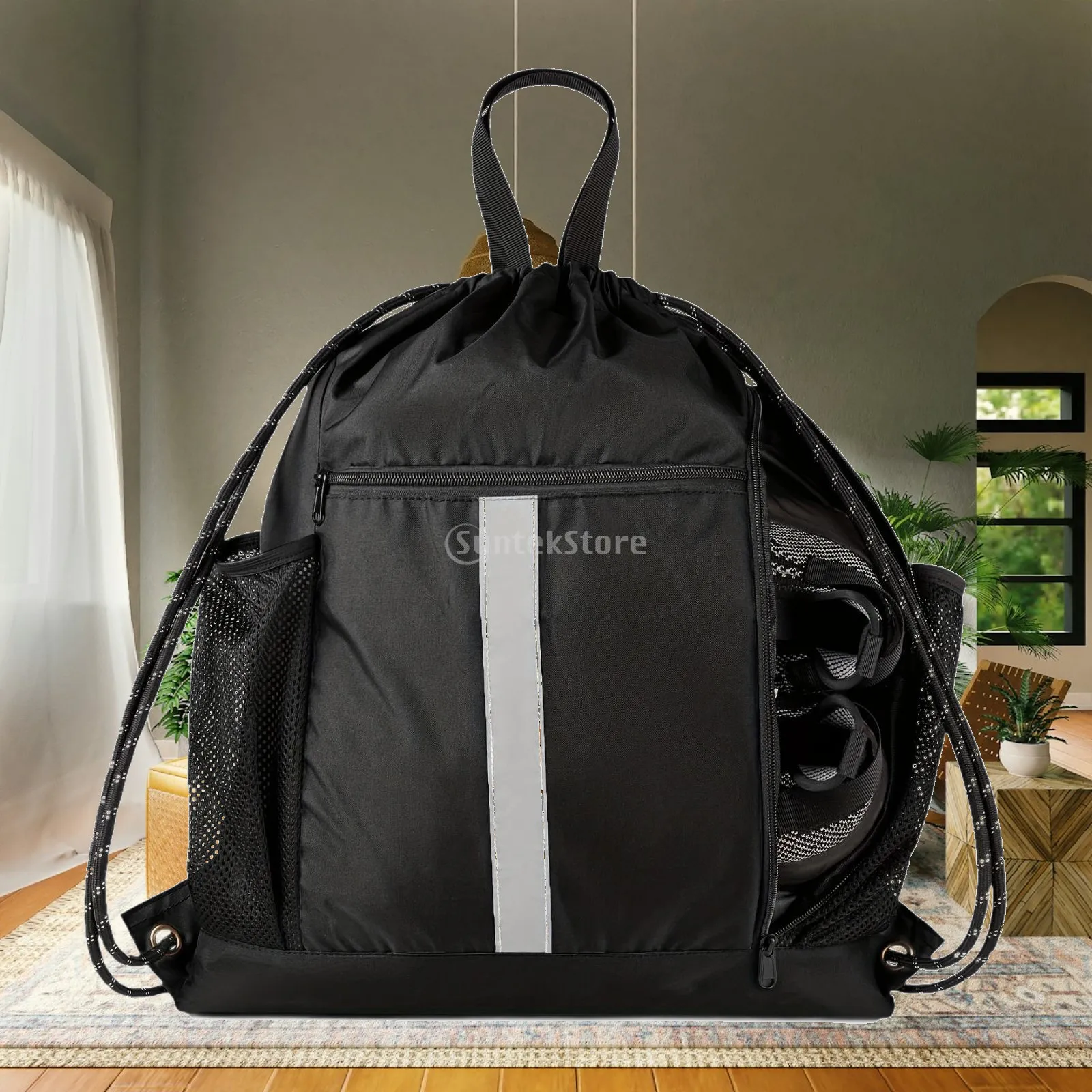 

Football Boot Bag String Bag with Shoe Compartment Large Capacity Portable Wear Resistant Hand Bag for Camp Yoga Daily Use