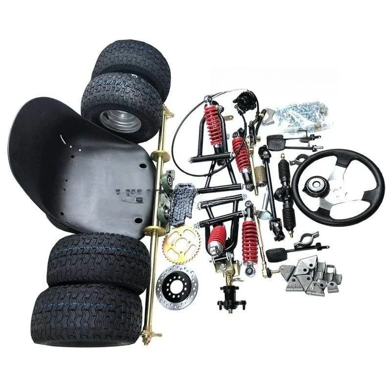Self-made modified kart four-wheeler accessories, front and rear suspension steering wheel steering 1 meter rear axle