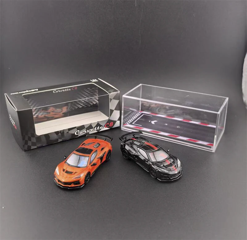 

[PreSale] Fine Works64 1:64 Corvette C8 ZR1 Black Metallic Flame Orange Diecast Model Car