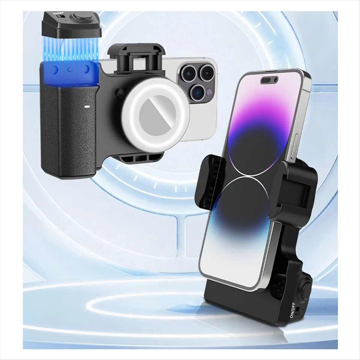goodidea Smartphone Selfie Grip with Fill Light Phone Grip Anti-Shake Selfie Handle Photo Bracket for Mobile Phone Photography