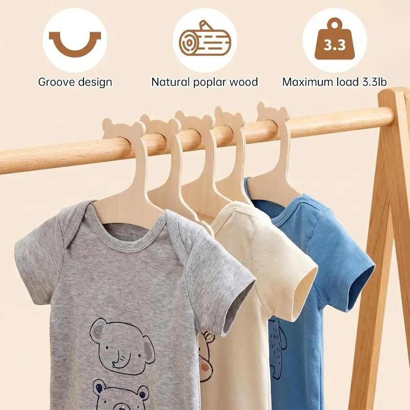 Baby Clothes Rack Cute Bear Wooden Children Clothing Hanger Home Girl Princess Room Nursery Decor for Kids Present view 5