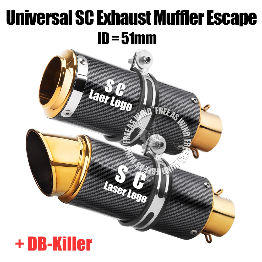 

Gold Color Universal 51mm SC Motorcycle Exhaust Muffler Escape for Motorcycle GP-project Racing Pass-through Exhaust Accessories