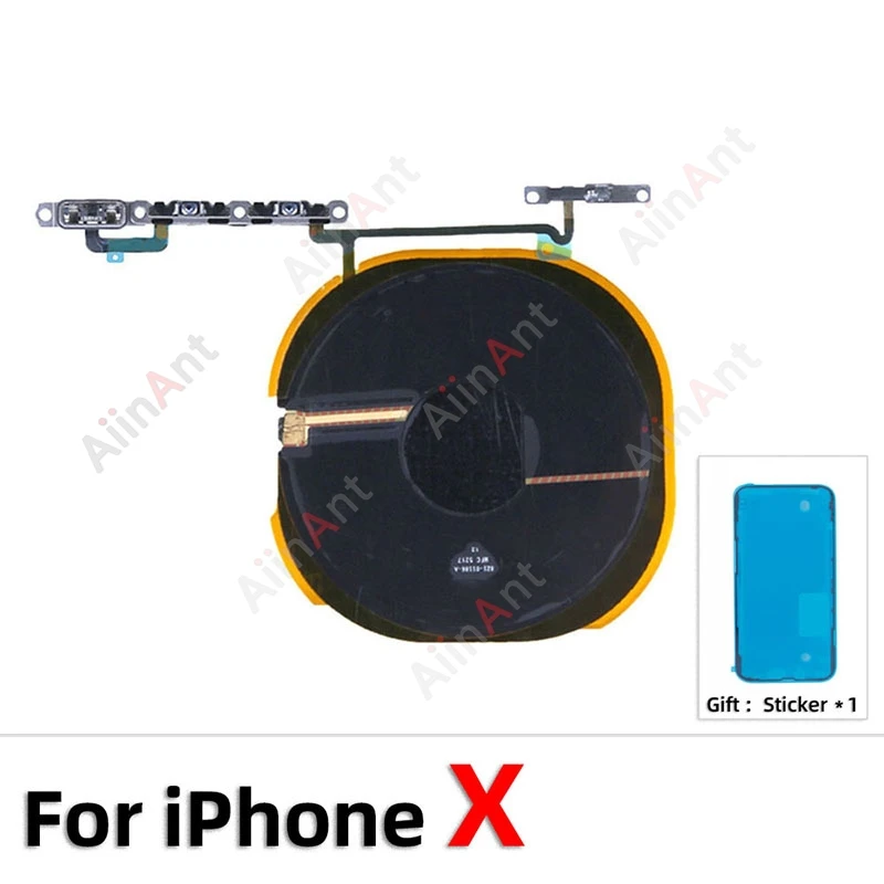 Power Volume FlashLight NFC Wireless Charging Flex Cable For iPhone 12 13 14 15 Pro Max Mini Plus With Sticker