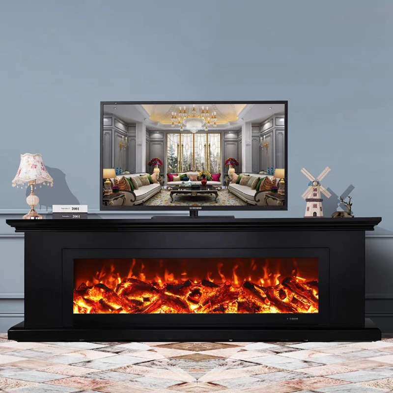 New Fireplace TV Table Luxury Table Simulate Flames Modern Living Room Furniture