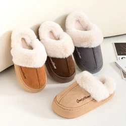 Queeyhome Pantofole in cotone versatili in peluche a fondo piatto da donna invernali Scarpe da uomo per interni ed esterni calde e accoglienti