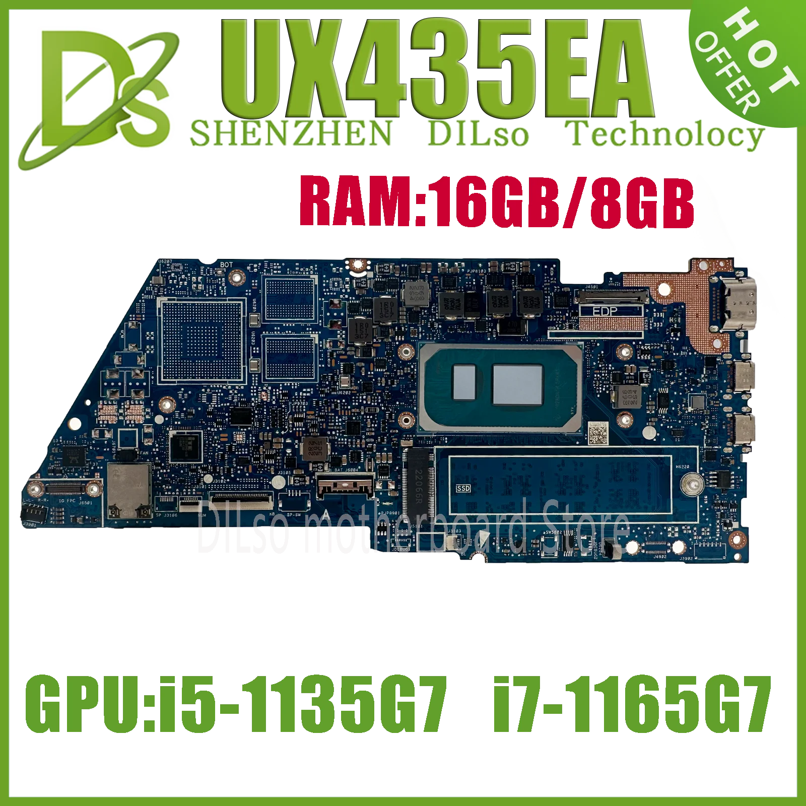 

KEFU Mainboard For ASUS UX435E UX435EA UX435EAL BX435E RX435E UX435EG UX435EGL Laptop Motherboard I5 I7 11th Gen 8GB/16GB-RAM