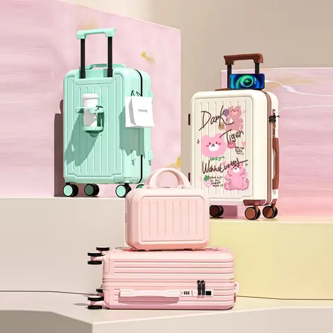 2024 학생 트롤리 케이스, 여행 보딩 여행 가방, 잠금 상자, 대용량, 하위 혼합 케이스 세트, 20 인치, 신제품 Best5