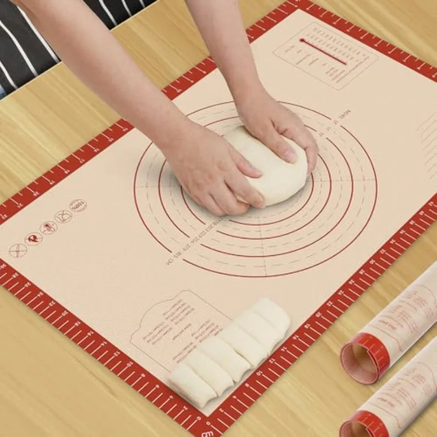 

Silicone Baking Mat - 26x16 Thickened Pastry Dough Mat with Measurement Non-Stick For Dough Rolling, Bread, Oven Liner, Kitchen