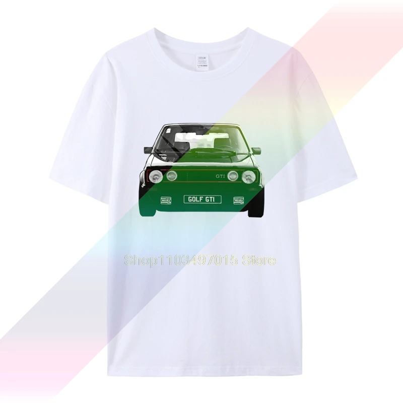 Front Facing Black Golf Gti Mk1 Mens White printed T shirt 100% Cotton