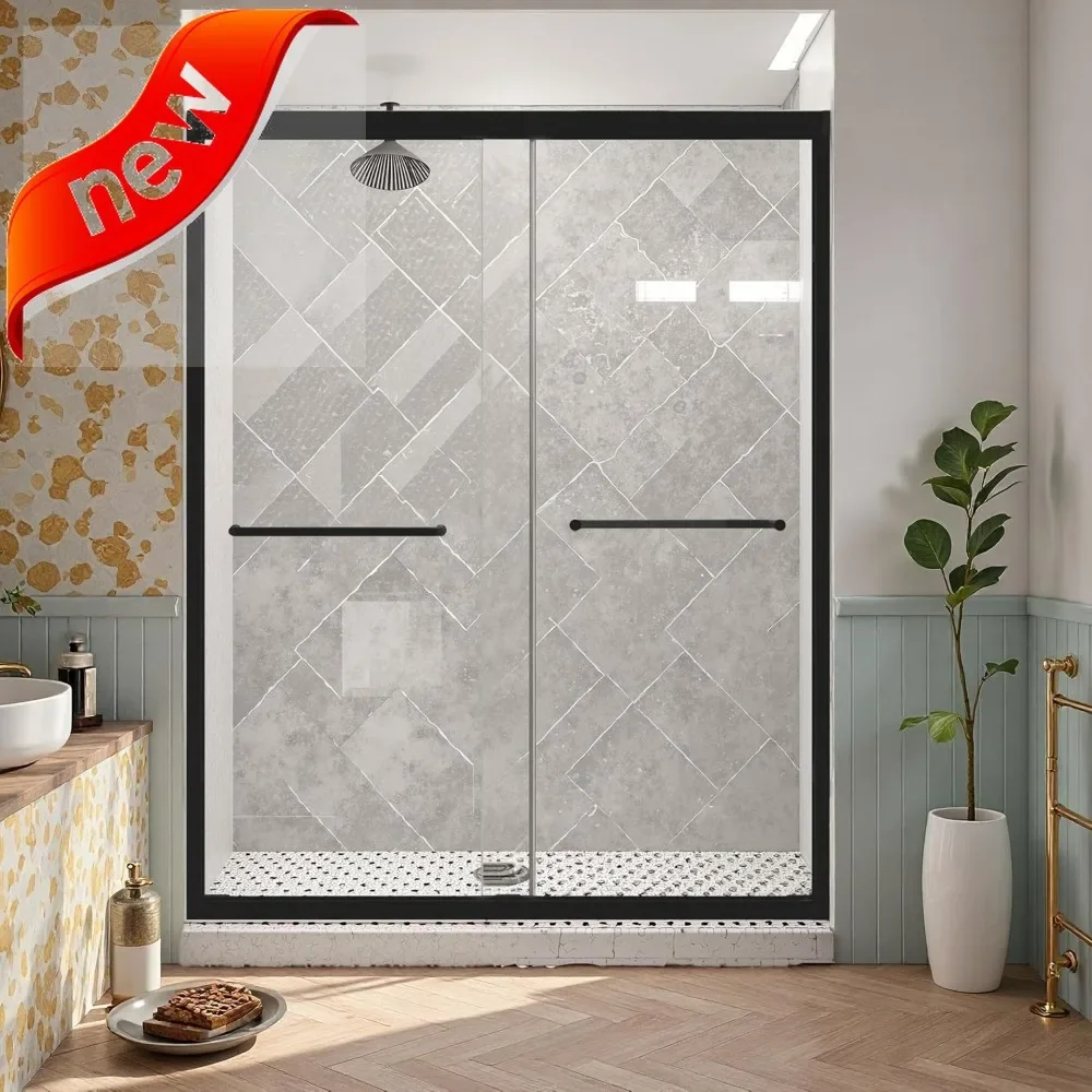 

Полурамная раздвижная душевая дверь, 56-60 см (ширина) x 72 см (высота), закаленное стекло с фурнитурой из нержавеющей стали