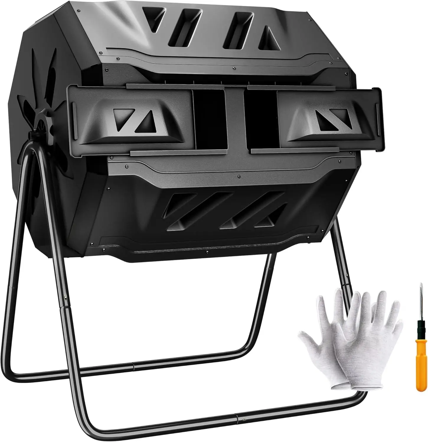 

Compost Bin Outdoor Dual Chamber Tumbling Composter 43 Gallon BPA Free Large Tumbler Composters Tumbling or Rotating w