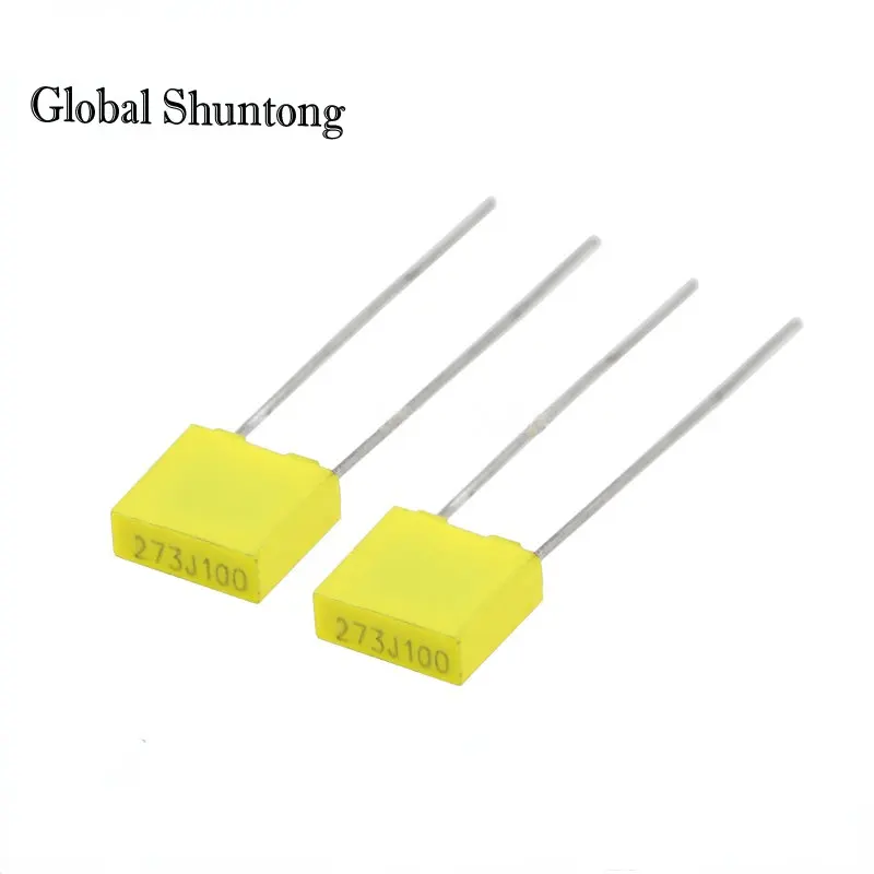 50PCS Correction Capacitance 100V273J 27NF Passive Components Capacitors (yellow) 273J100