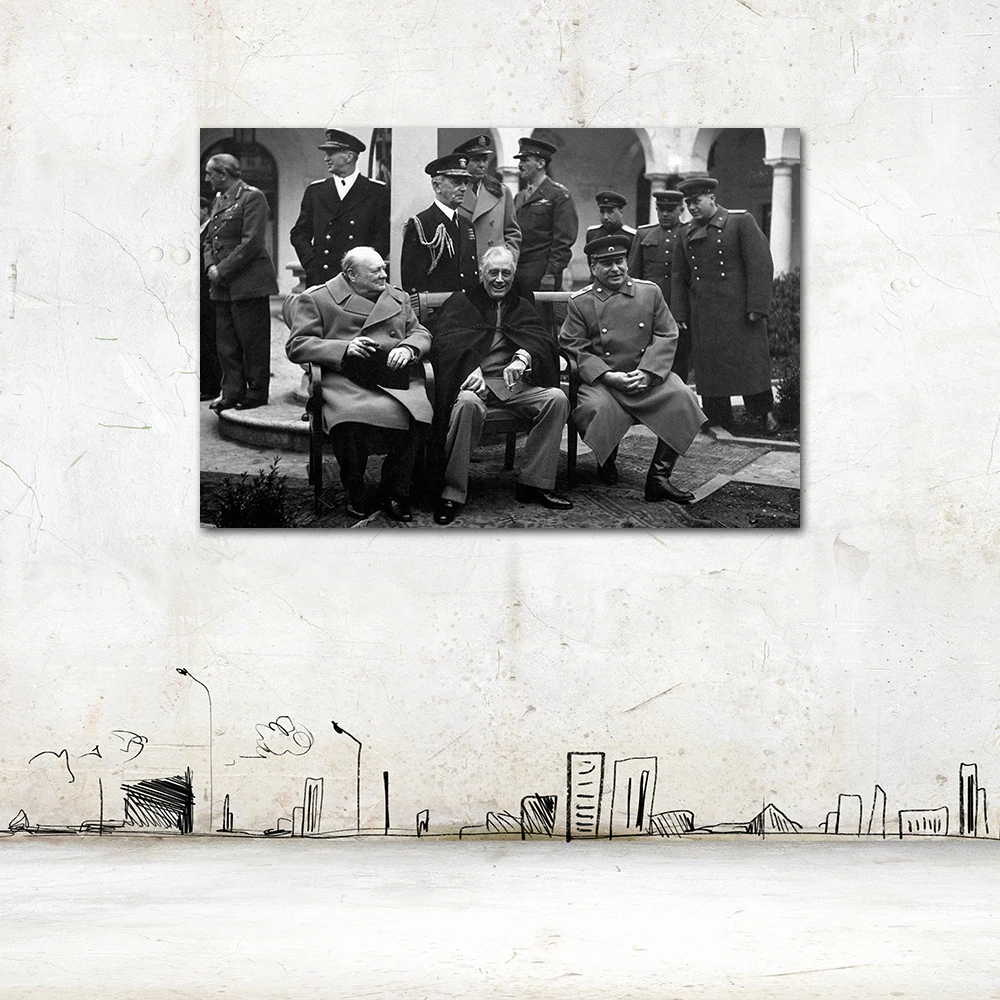 Yalta Conference Classic Photo Canvas Printed Painting Black White Wall Art Posters For Home Decor Room Decorations