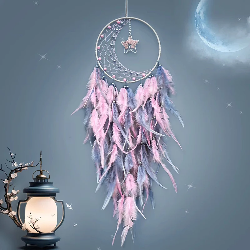 Bohemian Star Feathers Dream Catcher Wall Hangings Wall Pendants Home Decorations Handmade Ornaments Wind Chimes For Girls Gifts