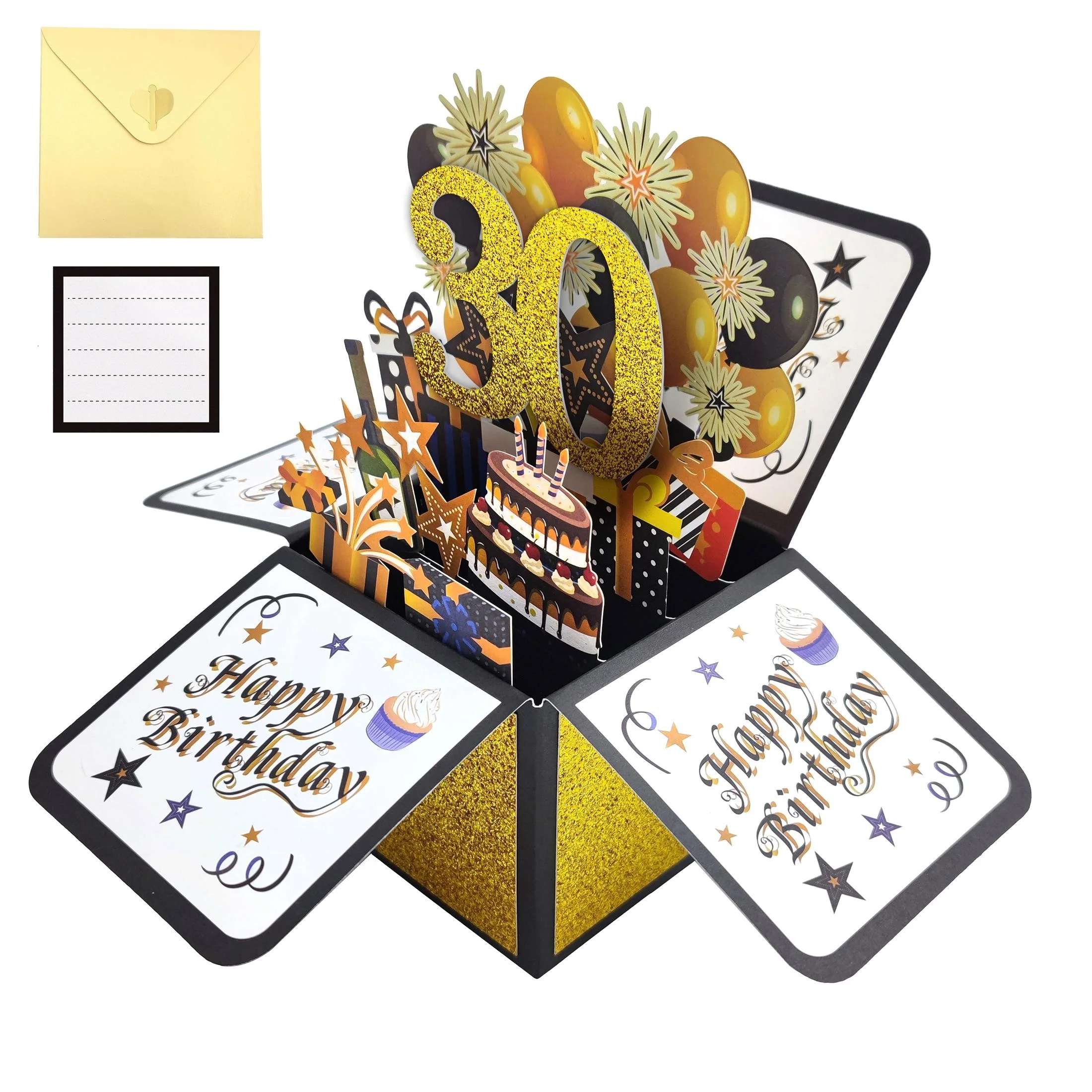 Geburtstagskarte 3D Pop-Up Grußkarten Geschenk für Geschäftspartner Kinder Ehefrau Ehemann Geburtstagsgeschenk Festliche Partyzubehör Karten