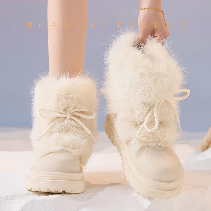

Fur Ankle Boots for Women Flats Suede Platform Sport Shoes 2026 Fashion New Winter Cotton Shoes Cozy Dress Mujer De Snow Botas