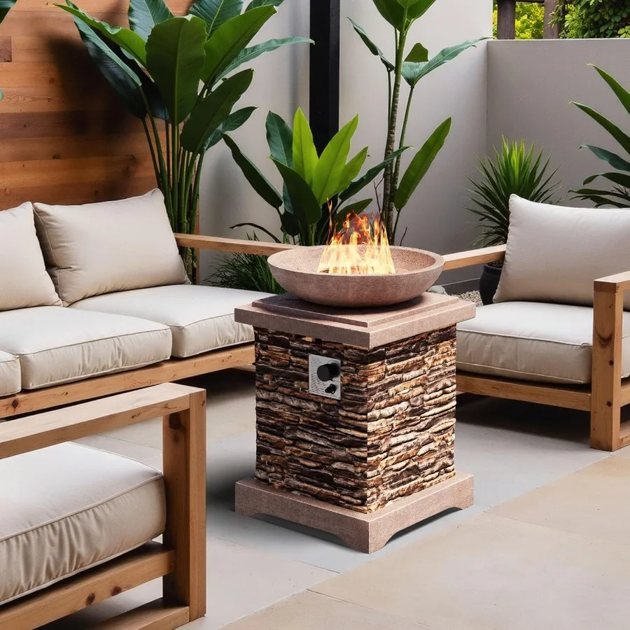 

Outdoor Propane Fire Pit Gas Fire Pit for Outside Patio Stone Outdoor Fire Table Fire Column 40 000 BTU Propane Fire Tables Fir