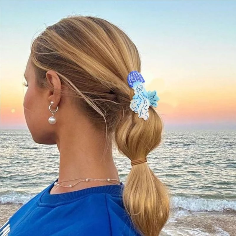 49md-クリエイティブクラゲ型アセテートヘアクリップ爪日常使用ヘアアクセサリー