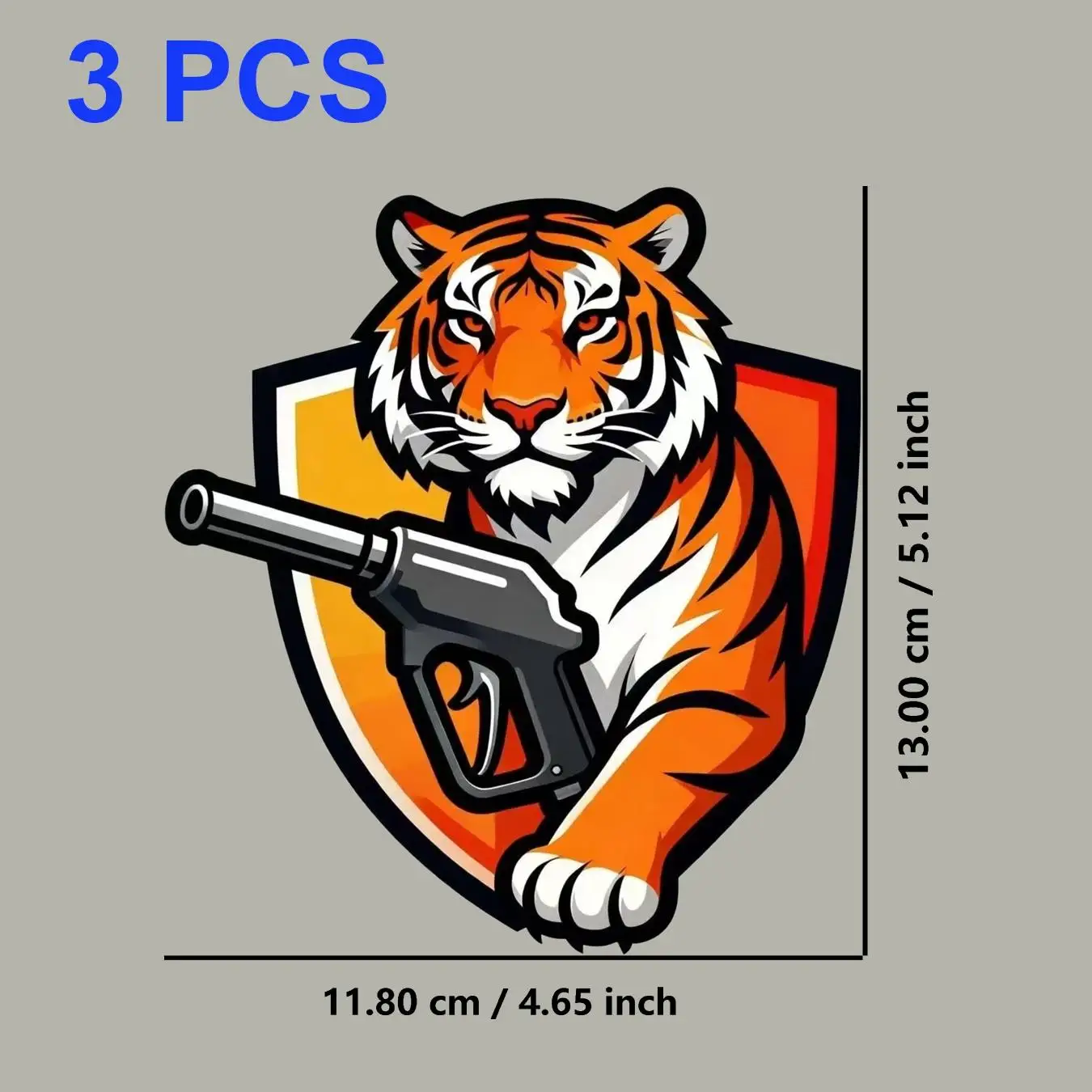 3pcs Tiger with Gun Fuel Cap Stickers - Waterproof PE Tank Decals, Gun-Themed Fuel Level Reminder Labels for Cars Motorcycles
