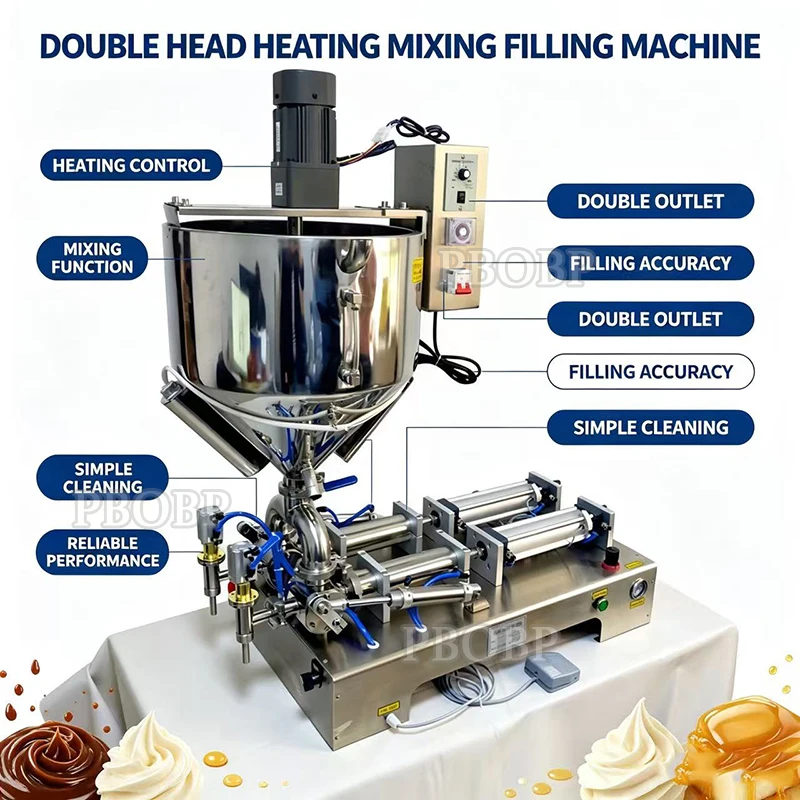 Including Tariffs Double Head Piston Pneumatic Filling Machine Stainless Steel Heating Stirring Single Head Filling Machine